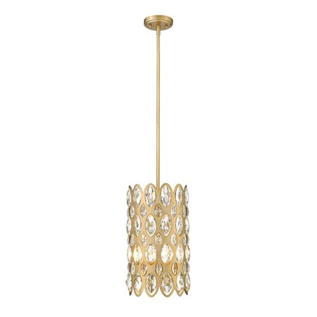Z-Lite Dealey Pendant, 3-Light, 9.25 In.W x 17.25 In.H, Heirloom Brass/Heirloom Brass 822P9-HB